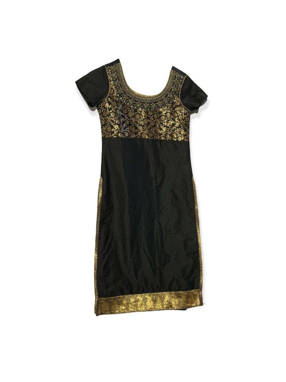 Gorgeous black & gold embroidered Indian kurti small Navras Shieno Sarees